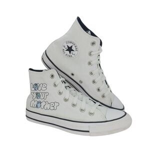 Converse All Star CT Womens Pre-owned White "Lover Your Mother" Sneakers - sz. 7